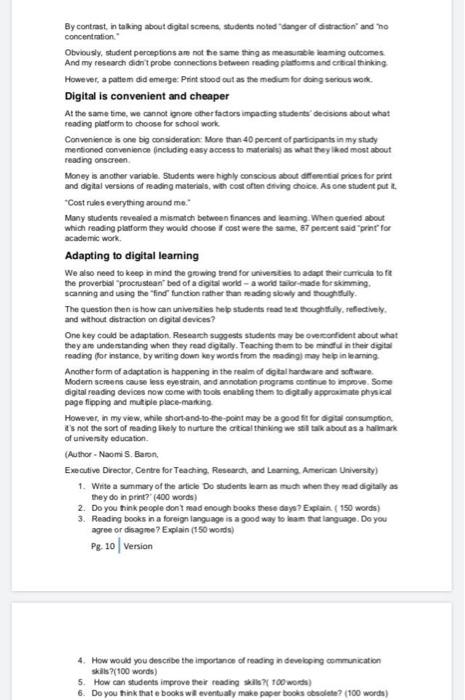 Section A. Read the article 'Do students learn as