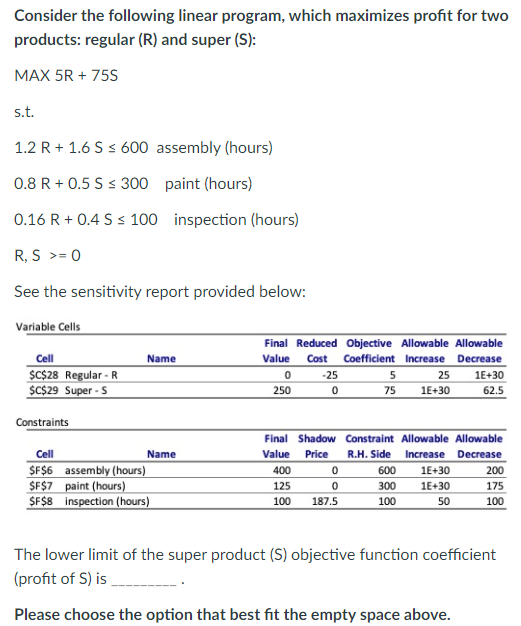 a. 120 b. 12.5 c. 10.8 d. It is "infinity", so