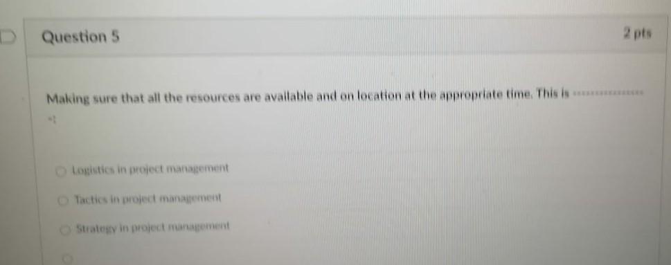 Question 5 Making sure that all the resources are