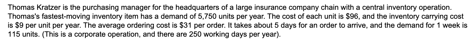 a) What is the? EOQ? _____ units ?(round your