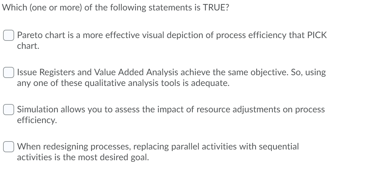 Which (one or more) of the following statements