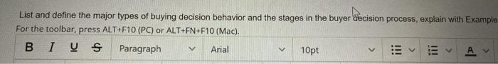 List and define the major types of buying