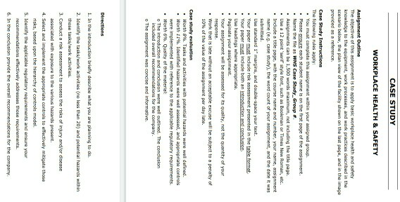 CASE STUDY WORKPLACE HEALTH & SAFETY Assignment