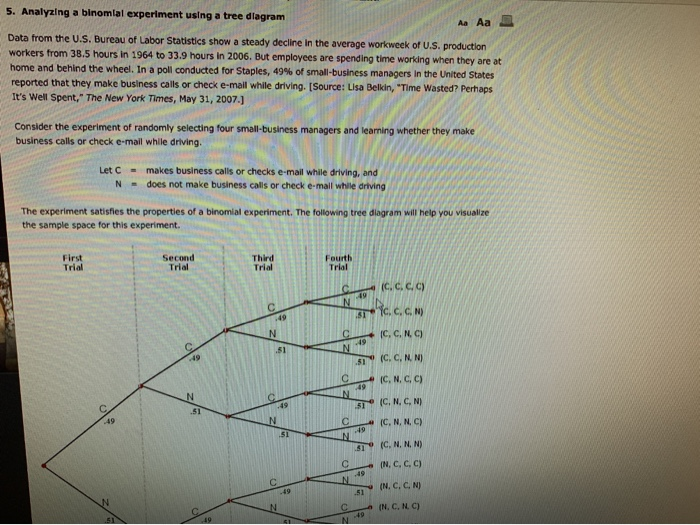 5. Analyzing a binomial experiment using a tree