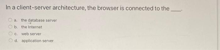 In a client-server architecture, the browser is