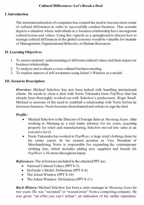 Description Students are expected to analyze a