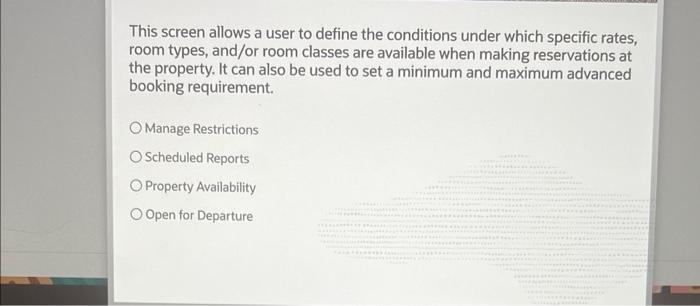 This screen allows a user to define the