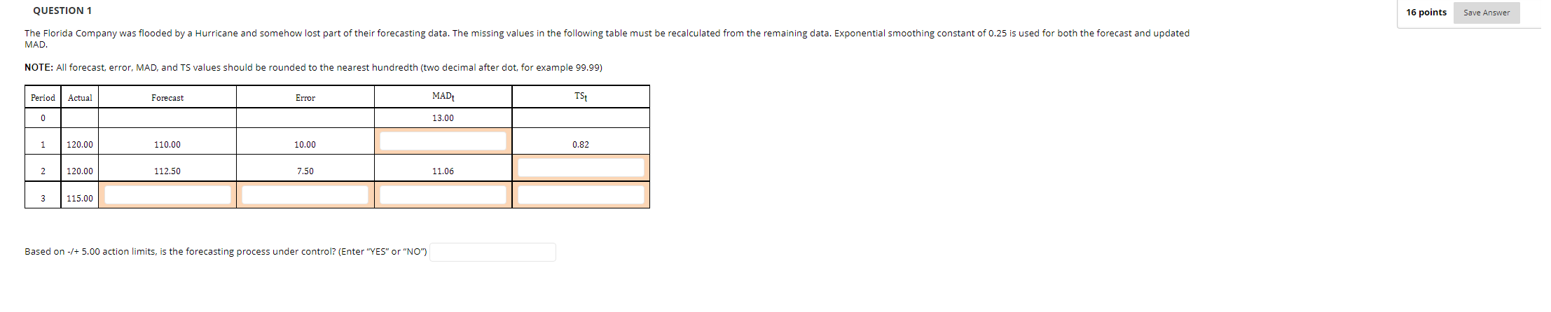 Please help me solve this QUESTION 1 16 points