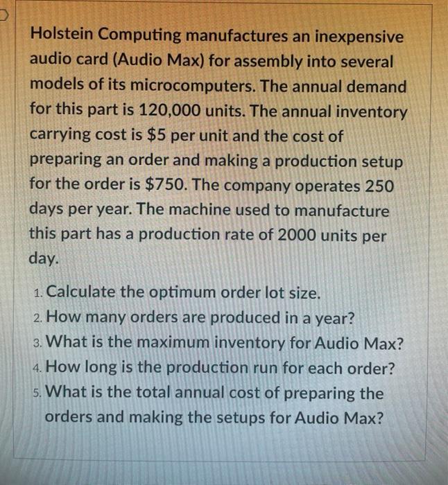 please answere 5. too Holstein Computing