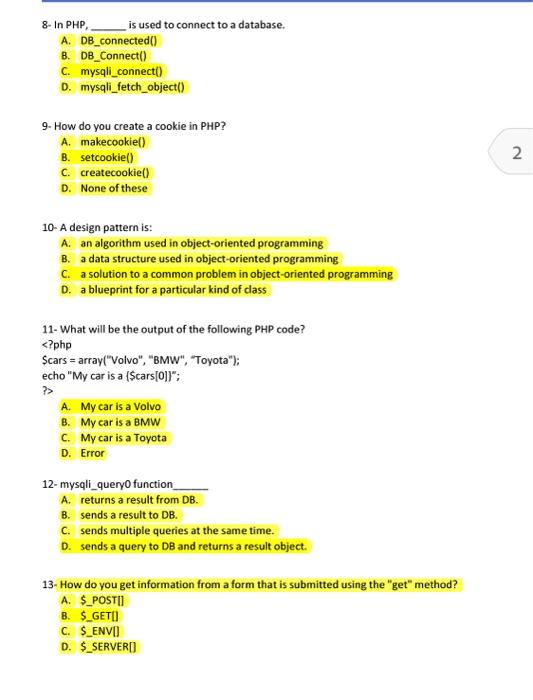 1- In PHP, what does the define() function