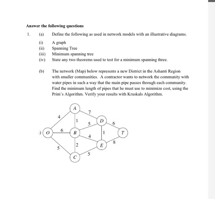Answer the following questions (b) (i) (ii) (iii)