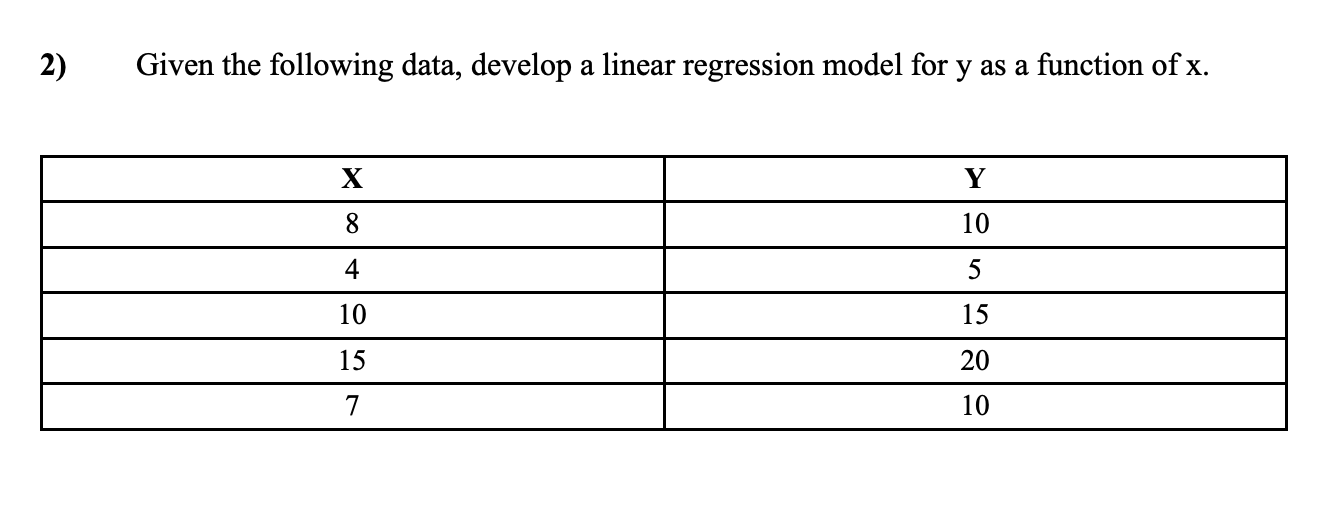 Please solve without excel. 2) Given the