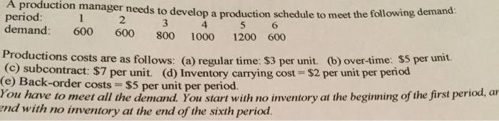 1 600 2 600 3 800 4 1000 A production manager