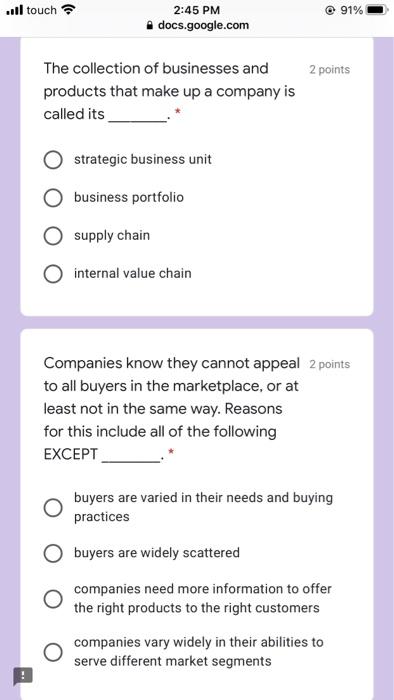 ..ll touch 91% 2:45 PM docs.google.com 2 points
