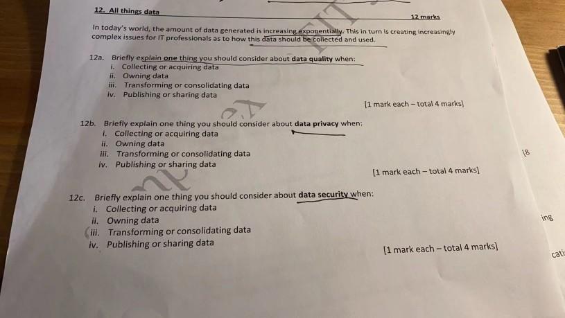 please help giving examples 12. All things data