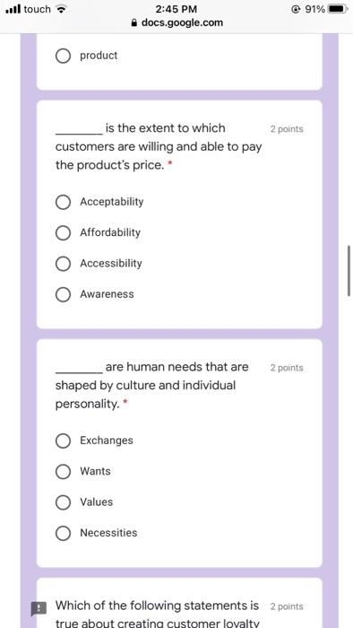 ..ll touch 91% 2:45 PM docs.google.com 2 points