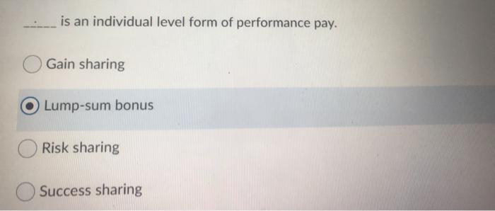 is an individual level form of performance pay.