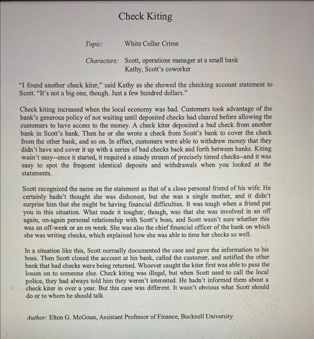 what are 3 ethical issues from this case? Check