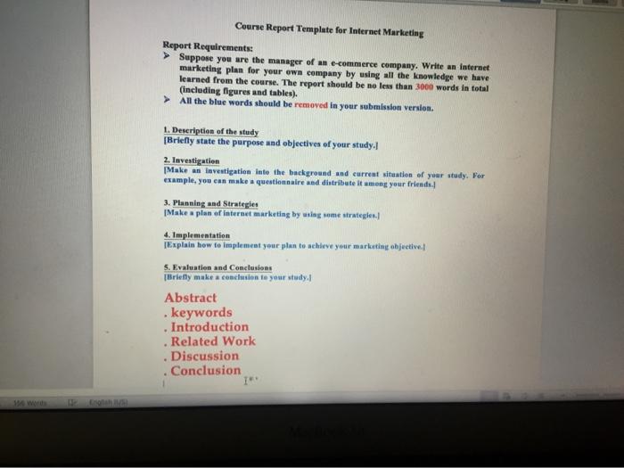 please help to do all ^^ Course Report Template