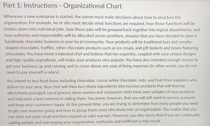 Part 1: Instructions - Organizational Chart
