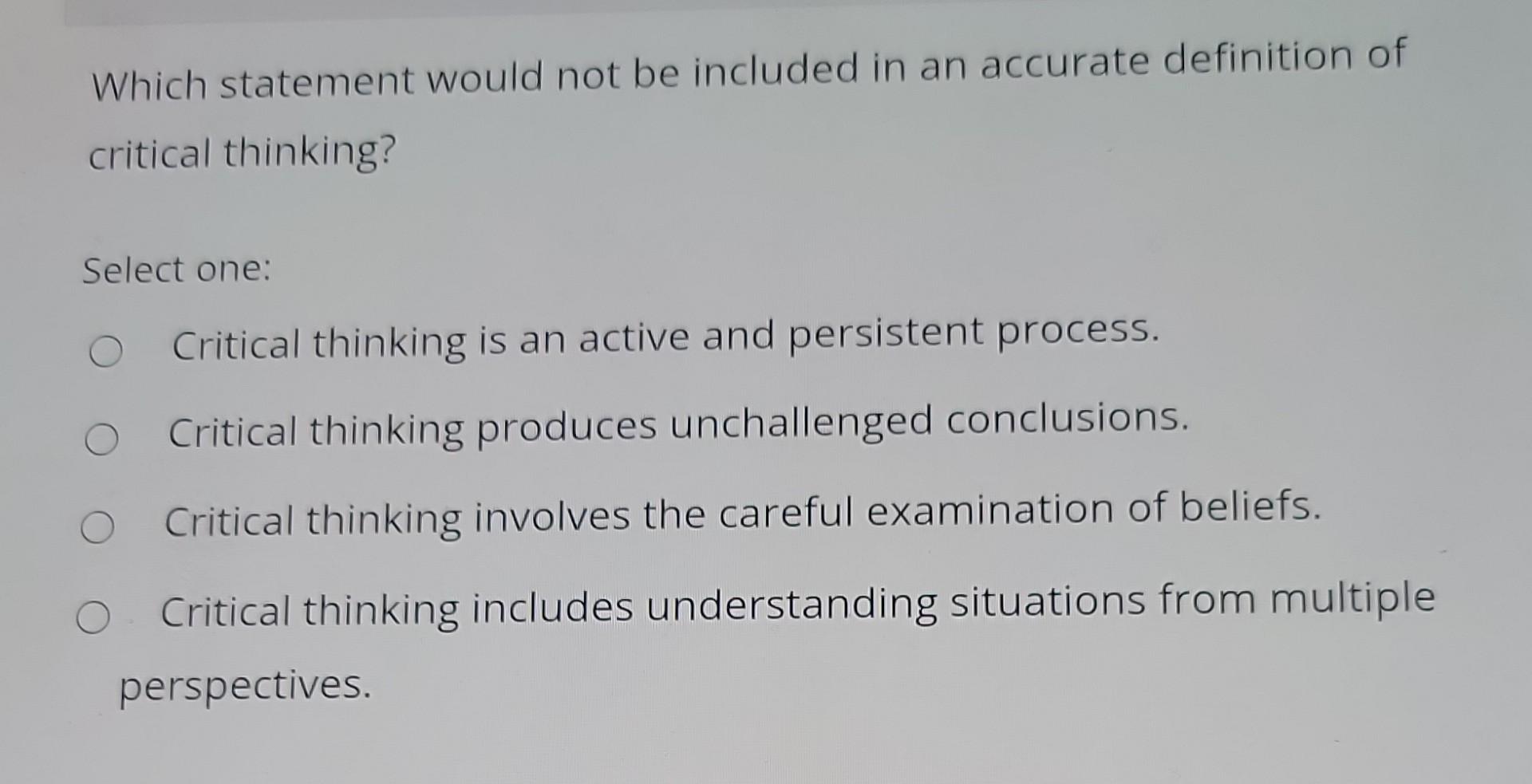 Which statement would not be included in an