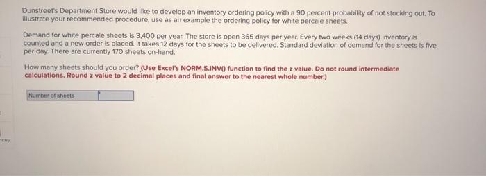 Dunstreet's Department Store would like to