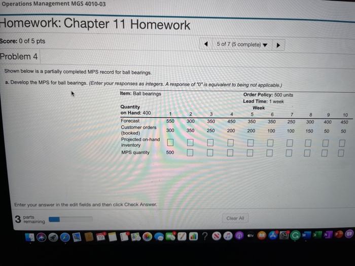 Operations Management MGS 4010-03 Homework: