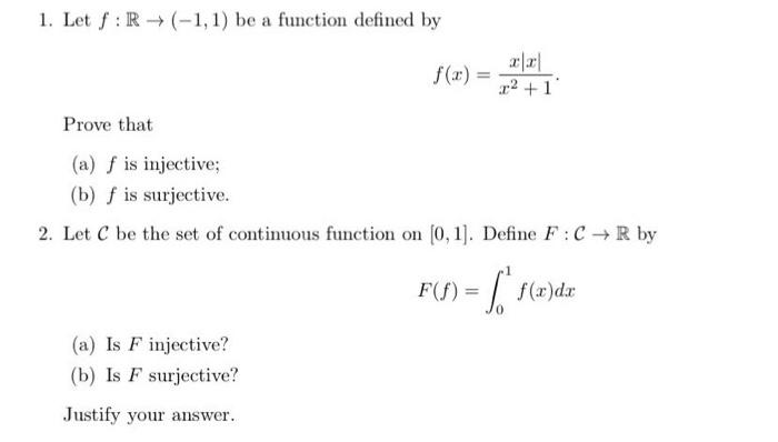 1. Let f:R(1,1) be a function defined by