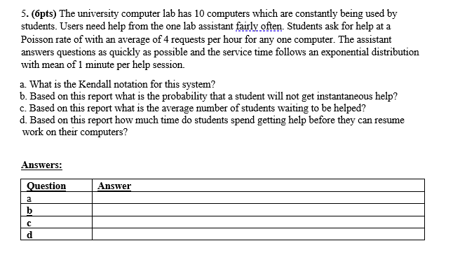 5.6pts) The university computer lab has 10