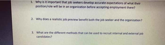 1. Why is it important that job seekers develop