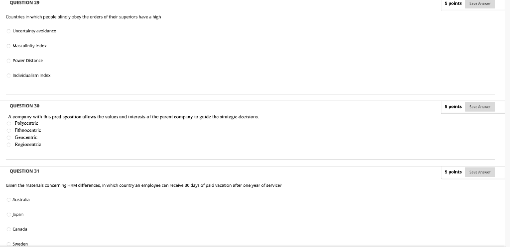 QUESTION 29 s points Seve Arsoner 5 points Save