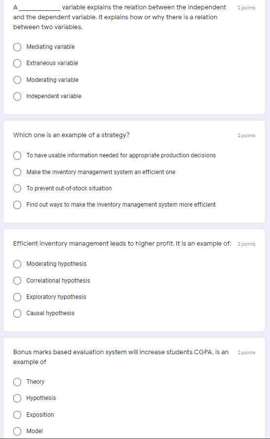 2 points variable explains the relation between