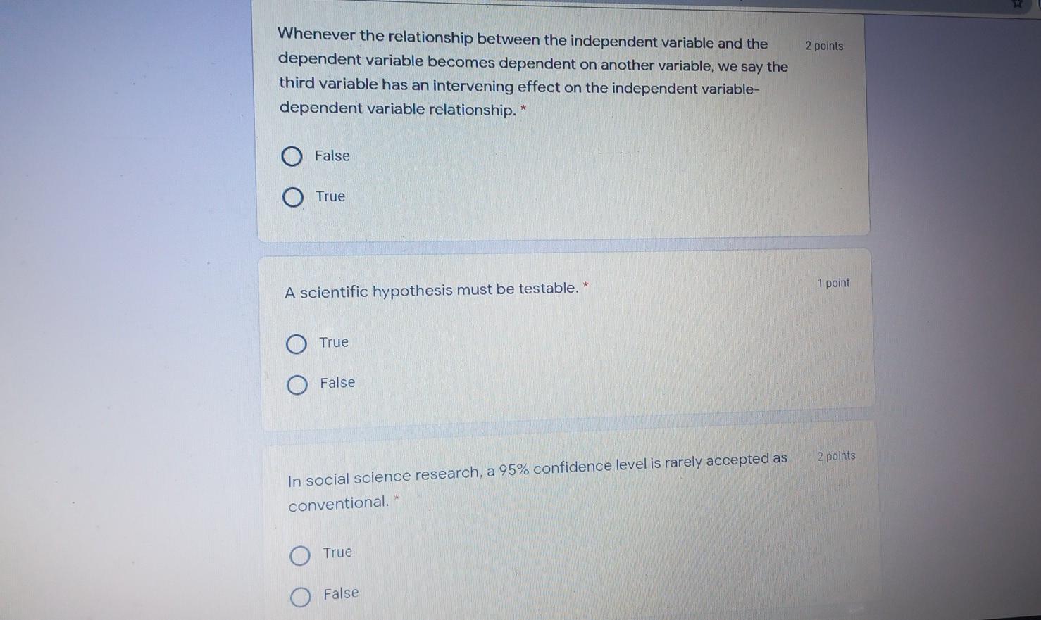 2 points Whenever the relationship between the