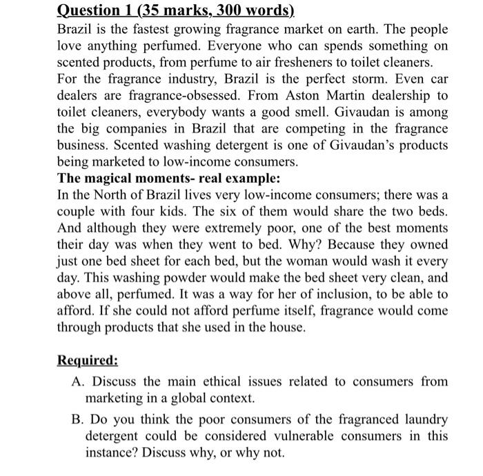 Question 1 (35 marks, 300 words). Brazil is the