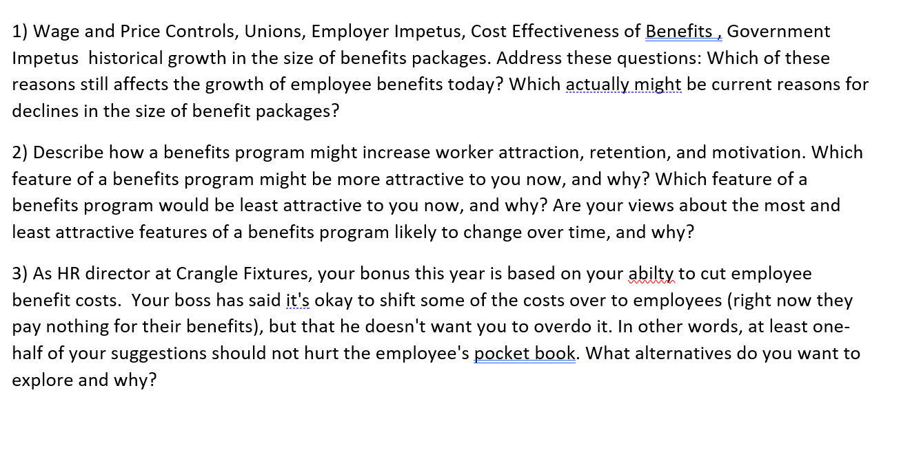 1) Wage and Price Controls, Unions, Employer
