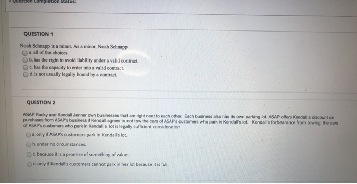 Question completion Status: QUESTION 1 Noah