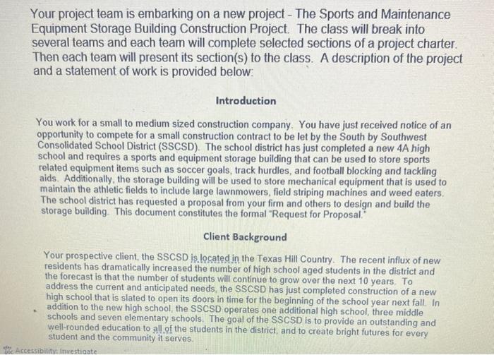 Your project team is embarking on a new project -