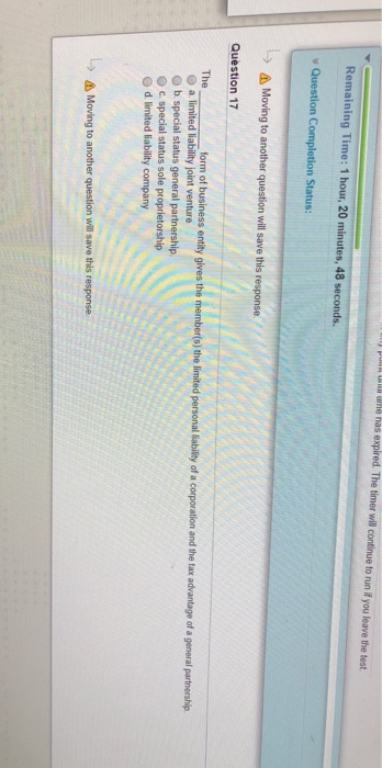 ne has expired. The time will continue to run if