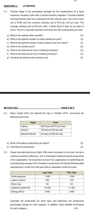 QUESTION 3: [34 MARKS] 3.1. Thomas Gaga is the