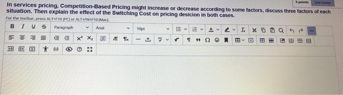 5 points In services pricing, Competition-Based