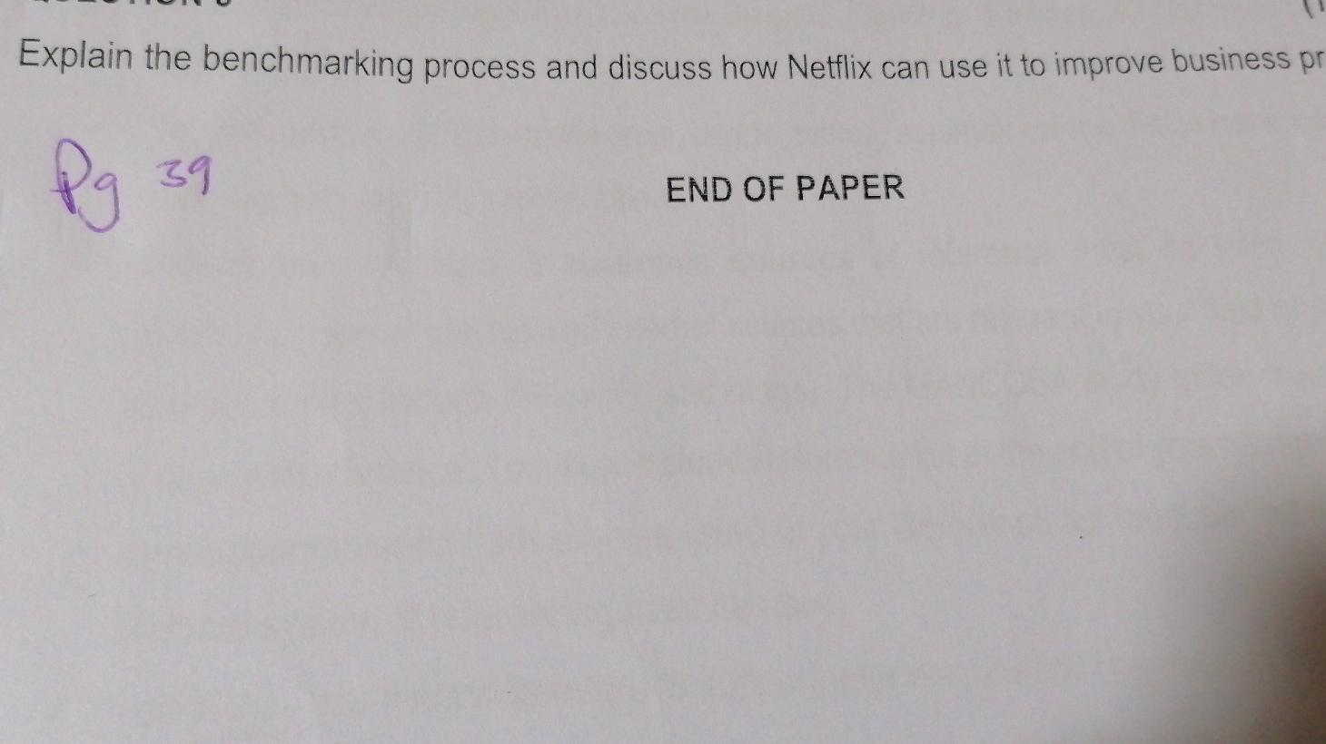 Explain the benchmarking process an discuss how