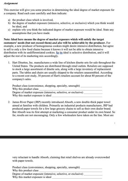 Assignment This exercise will give you some