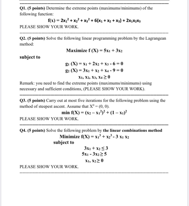 operation resarch Q1. (5 points) Determine the
