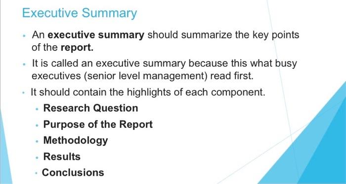 write a executive summary on the topic :