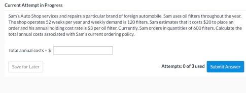 Current Attempt in Progress Sam's Auto Shop