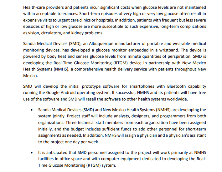 Task 3 Sandia Medical Devices (SMD) Running Case