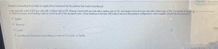 Dusty in evaluing the bids to wply fence hardware