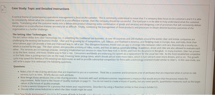 Case Study: Topic and Detailed Instructions A