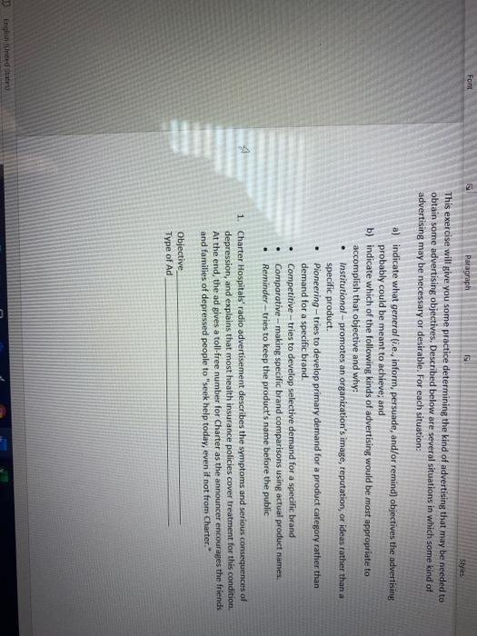 Font Paragraph Styles This exercise will give you