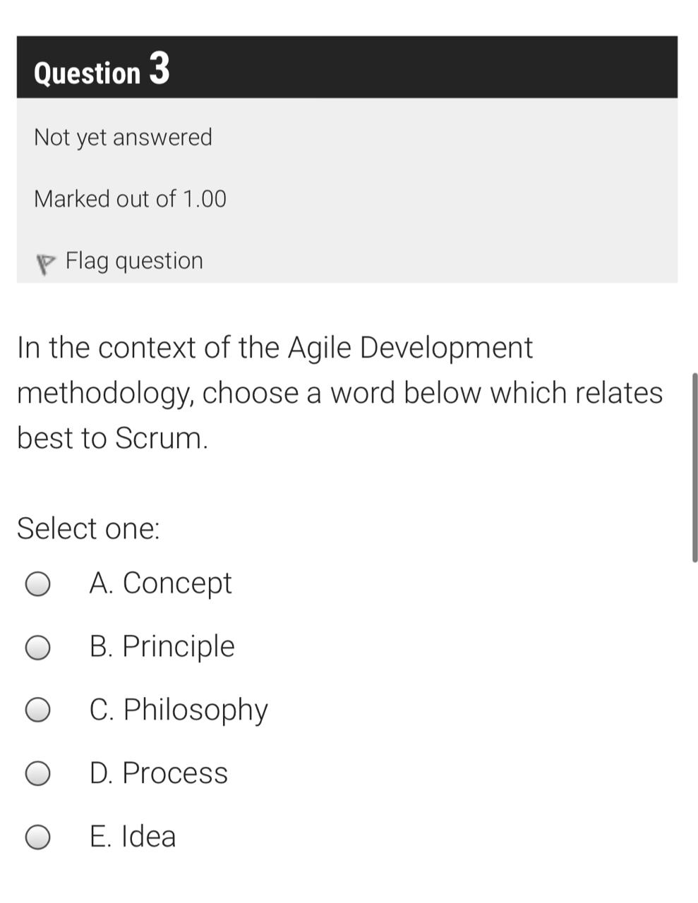 Question 1 Not yet answered Marked out of 1.00 p